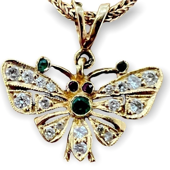 14k Rope Chain with Gold Butterfly - Picture 2 of 5
